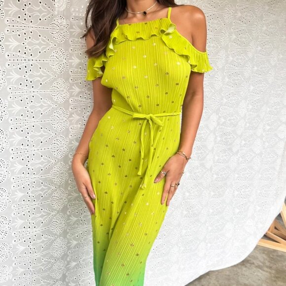 Never Fully Dressed Lime Ombre Plisse Claudia Dress - Picture 4 of 7